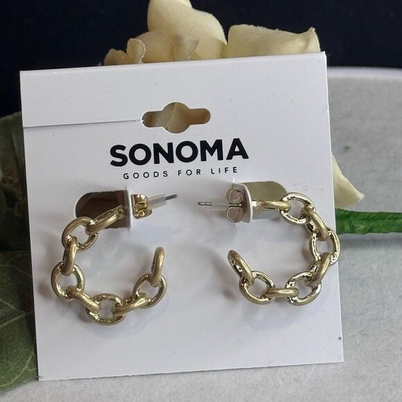 Sonoma Link Style Open Hoop Earrings .75in - Picture 1 of 6